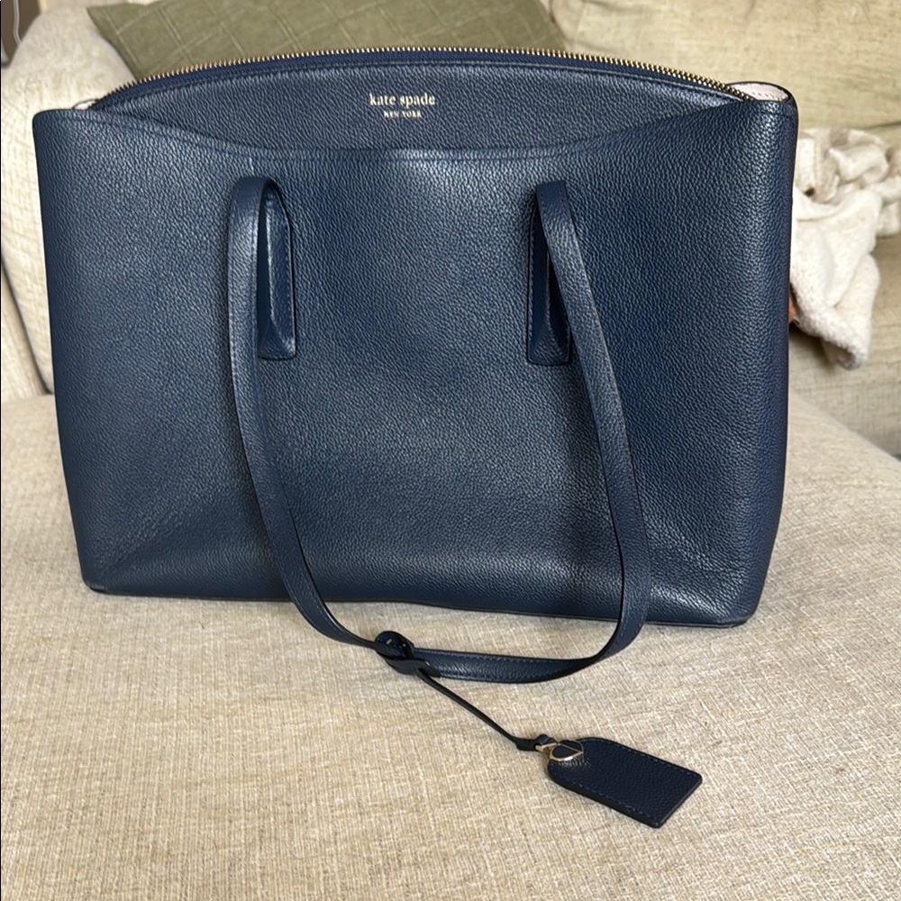 Kate Spade Margaux Large Satchel in Navy Blue with Dust Bag